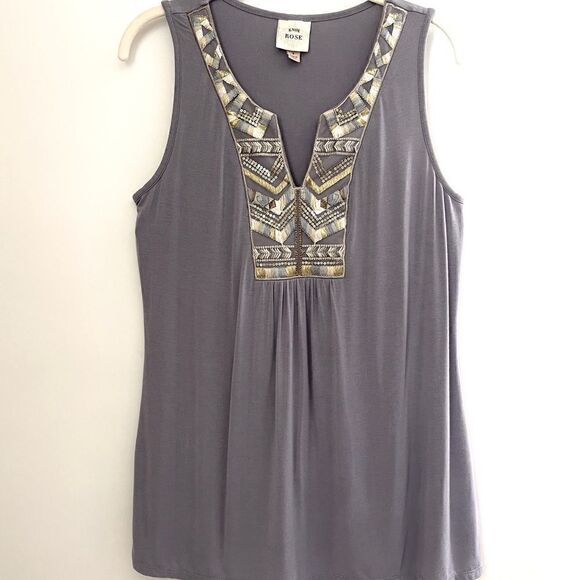 Knox Rose Boho Embroidered Sleeveless Top Size S - Picture 3 of 5